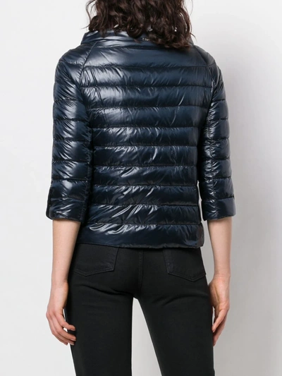 Shop Herno Quilted Metallic Jacket In Blue