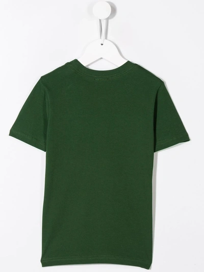 Shop Diesel Logo Embroidered T-shirt In Green
