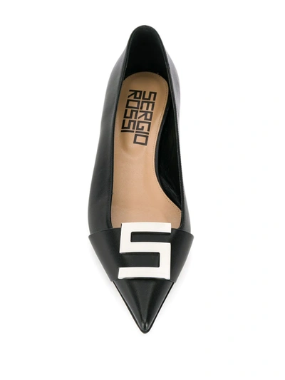 Shop Sergio Rossi Logo Maniac Ballerina Shoes In Black