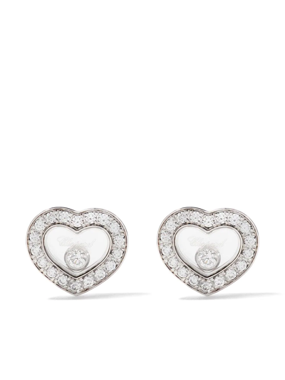Shop Chopard 18kt White Gold Happy Diamonds Icons Ear Pins