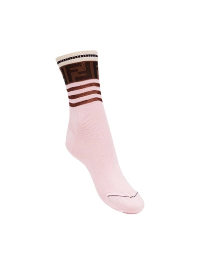 Shop Fendi Ff Motif Socks In Pink