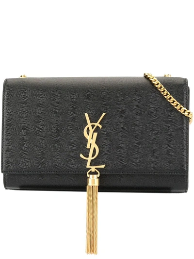 Saint Laurent Medium Kate Leather Shoulder Bag In Black