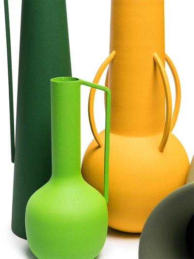 Pols Potten Roman Powder-coated Metal Vases Set Of Four In Green