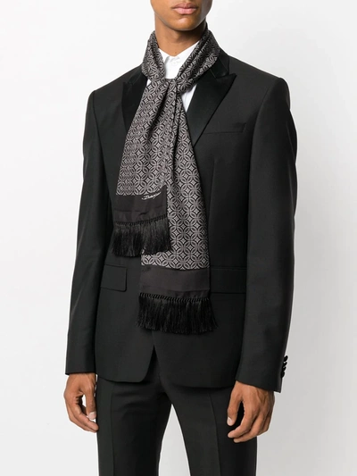Shop Dolce & Gabbana Fringed Silk Scarf In Black