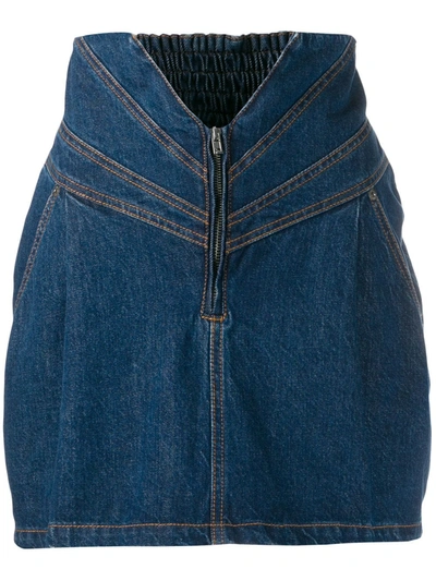 Shop Attico High-waisted Denim Skirt In Blue