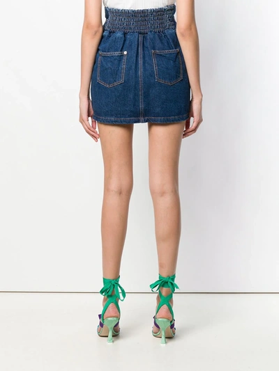 Shop Attico High-waisted Denim Skirt In Blue