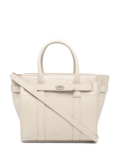 Shop Mulberry Mini Bayswater Tote Bag In Neutrals