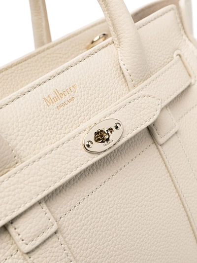 Shop Mulberry Mini Bayswater Tote Bag In Neutrals