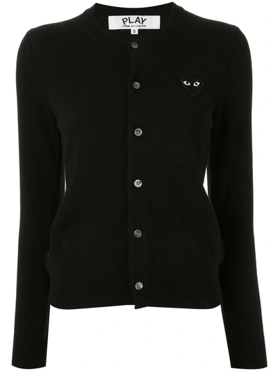 Shop Comme Des Garçons Play Logo Embroidered Buttoned Cardigan In Black