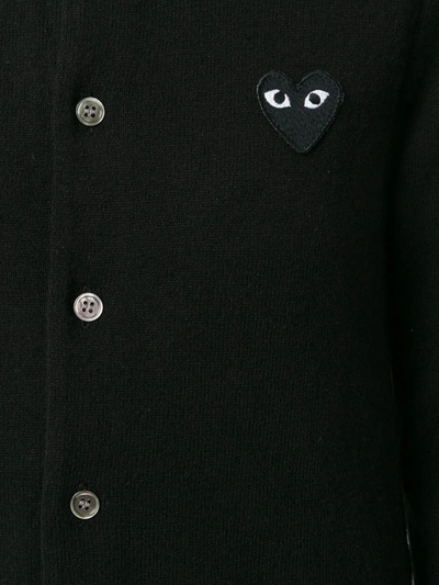 Shop Comme Des Garçons Play Logo Embroidered Buttoned Cardigan In Black