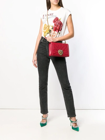 Shop Dolce & Gabbana Large Devotion Quilted Crossbody Bag In Red