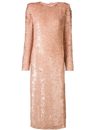 Shop Givenchy Sequined Midi Dress In Pink
