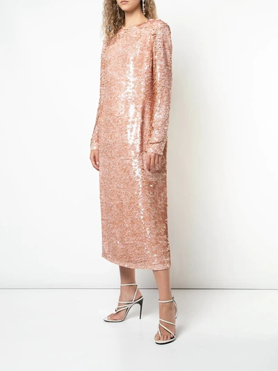 Shop Givenchy Sequined Midi Dress In Pink