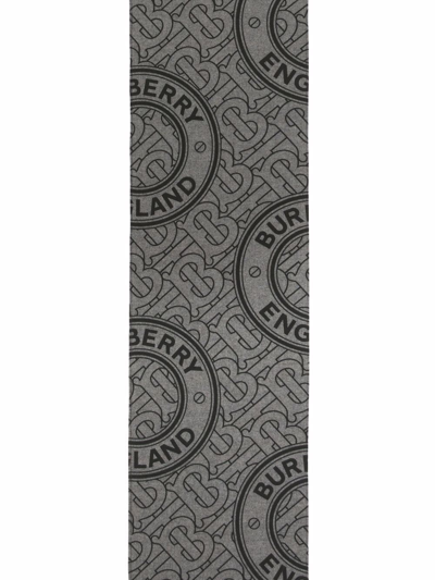 Shop Burberry Reversible Check Monogram Cashmere Scarf In Grau