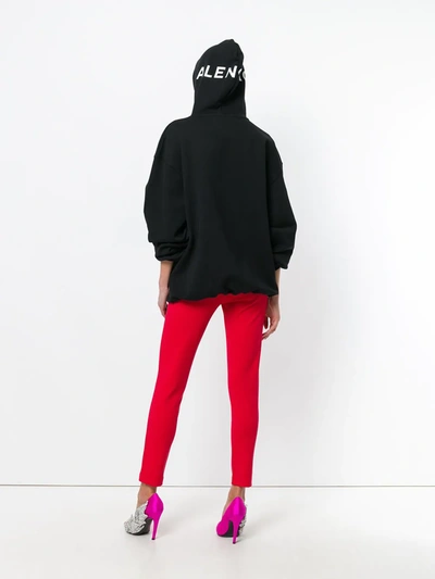 Shop Balenciaga Logo-print Drawstring Hoodie In Black