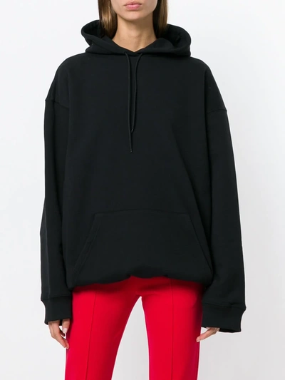 Shop Balenciaga Logo-print Drawstring Hoodie In Black