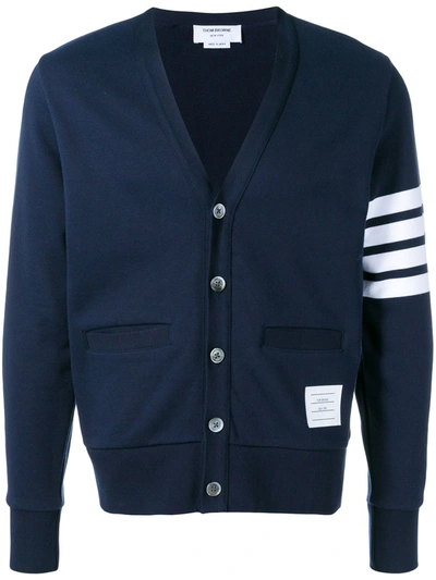 Shop Thom Browne 4-bar Loopback Cardigan In Blue