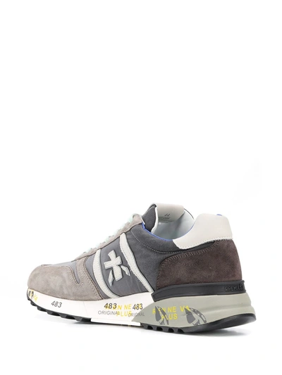Shop Premiata Lander Stamped Sole Sneakers In Grey