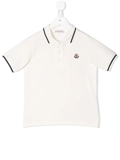 Shop Moncler Logo Embroidered Polo Shirt In White