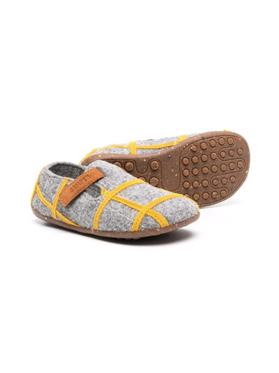 Shop Camper Check Print Wool Slippers In Grey