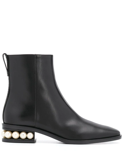 Shop Nicholas Kirkwood Casati Pearl-embellished Ankle Boots In Black