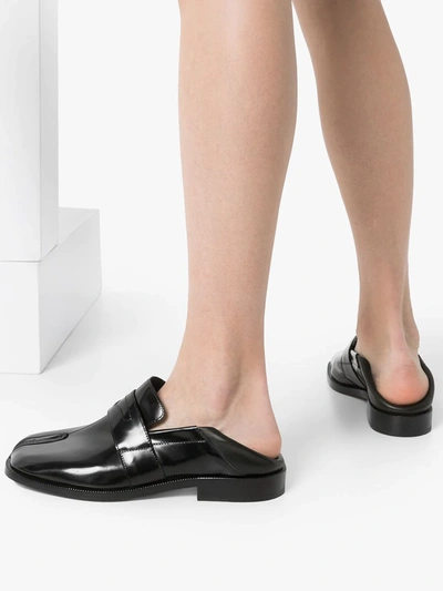 Maison Margiela 20mm Tabi Brushed Leather Loafers In Black