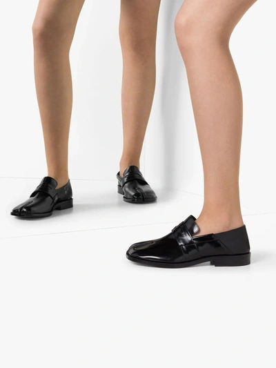 Maison Margiela 20mm Tabi Brushed Leather Loafers In Black