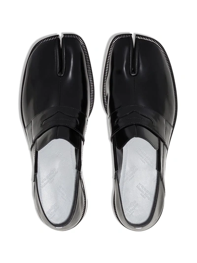 Shop Maison Margiela Tabi Leather Loafers In Black