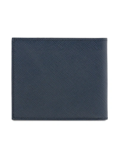 Shop Prada Leather Logo Wallet In Blue