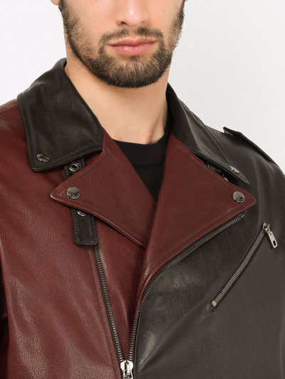 Dolce & Gabbana Two-tone Biker Jacket In Black
