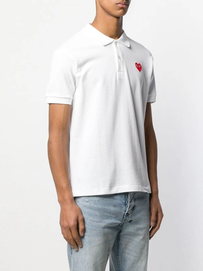 Shop Comme Des Garçons Play Heart Patch Polo Shirt In White