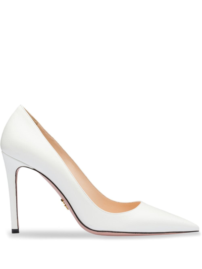 Shop Prada Pointed Toe Pumps In White