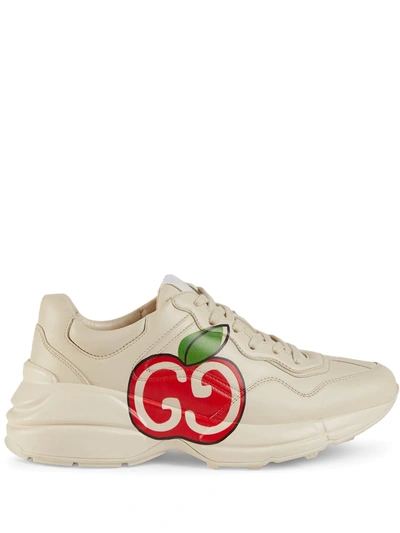 Shop Gucci Rhyton Sneakers In White ,red