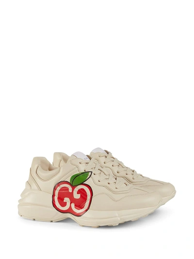 Shop Gucci Rhyton Sneakers In White ,red