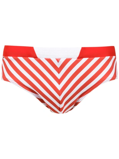 Shop Amir Slama Striped Swim Briefs In Red