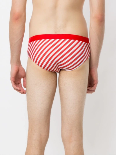 Shop Amir Slama Striped Swim Briefs In Red