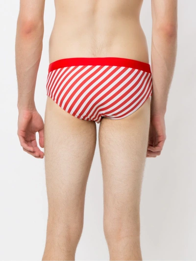 Amir Slama Striped Swim Briefs In Red