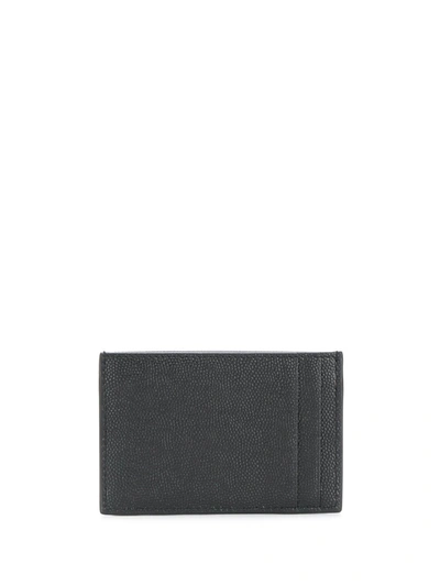 Saint Laurent Pebbled Leather Zip Card Case In Black