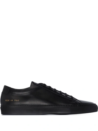 COMMON PROJECTS BLACK ACHILLES LEATHER LOW-TOP SNEAKERS - 黑色