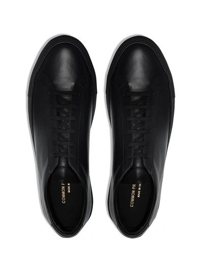 COMMON PROJECTS BLACK ACHILLES LEATHER LOW-TOP SNEAKERS - 黑色