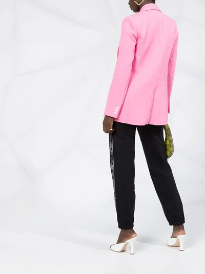 Msgm Embroidered Cotton-blend Fleece Track Pants In Black