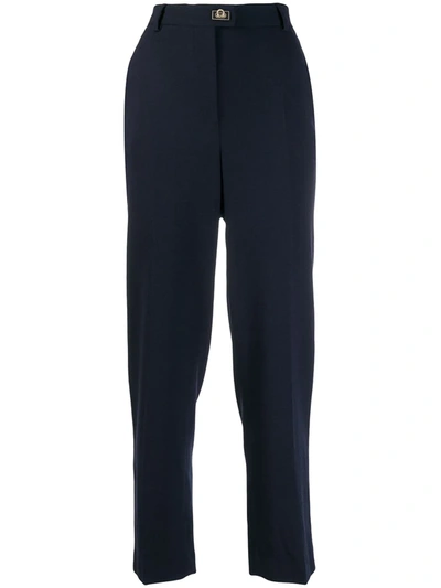 Shop Ferragamo High-waisted Trousers In Blue