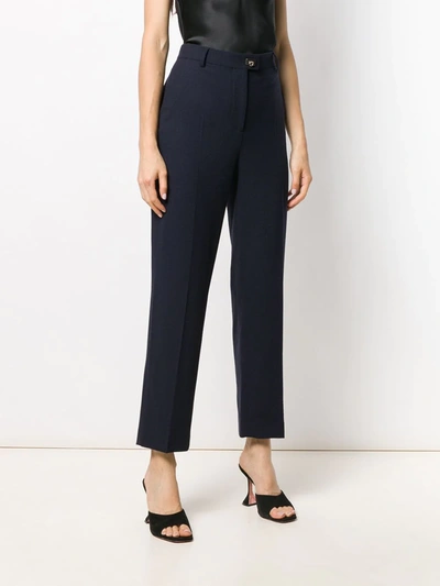 Shop Ferragamo High-waisted Trousers In Blue