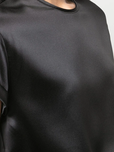 Brunello Cucinelli Sleeveless Top With Relaxed Fit And Satin In Black