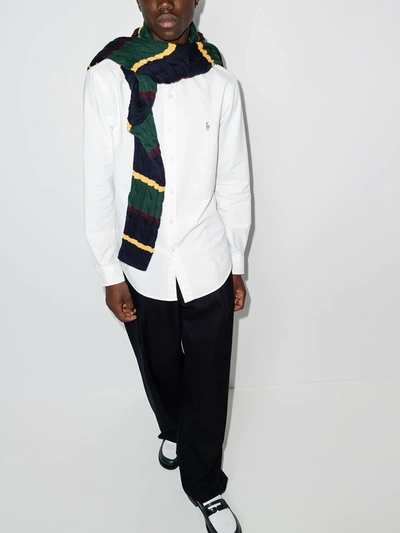 Polo Ralph Lauren Slim Fit White Cotton Shirt With Embroidered Logo In White