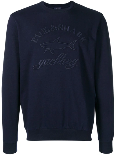 Shop Paul & Shark Embroidered Logo Sweatshirt In Blue