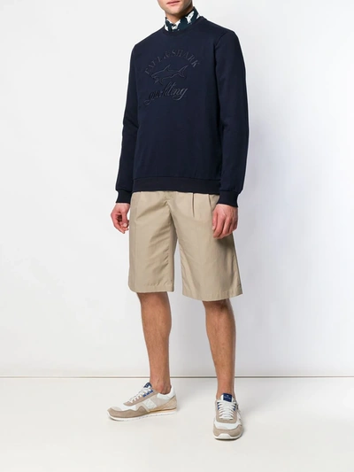 Shop Paul & Shark Embroidered Logo Sweatshirt In Blue