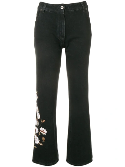 Shop Off-white Diagonal Flowers Jeans In Black