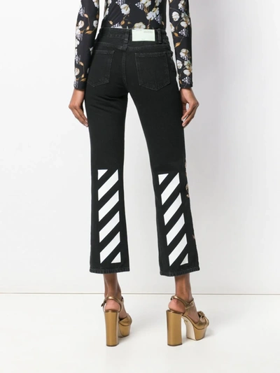 Shop Off-white Diagonal Flowers Jeans In Black