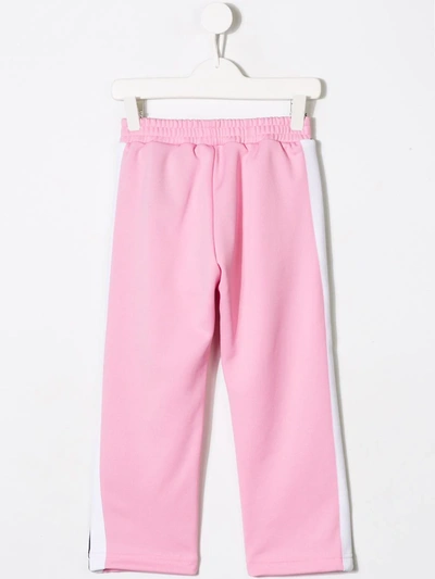 Palm Angels Pink Technical Fabric Trousers With Logo Print In Pink